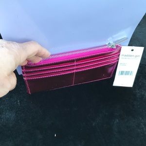 NWT Madden Girl Reversible Flip Sequin Wallet W/ ID & Card Slots Fuchsia Silver